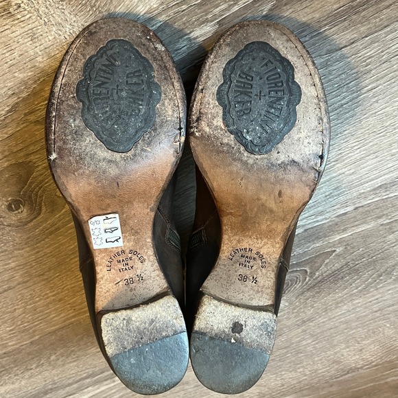 Fiorentini Baker Ankle Heel Boots Side Zip Brown Leather Italy Womens 8 EU 38.5 - Picture 8 of 10